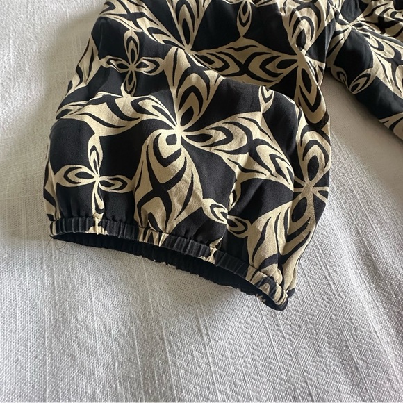 Anne Klein Blouse Womens Petite Small Silk Geometric Boho Peasant Top - Picture 4 of 12